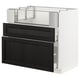 METOD / MAXIMERA Base cb f hob/fish grill/2 drawers, white/Lerhyttan black stained, 90x60x80 cm