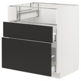 METOD / MAXIMERA Base cb f hob/fish grill/2 drawers, white/Nickebo matt anthracite, 75x60x80 cm