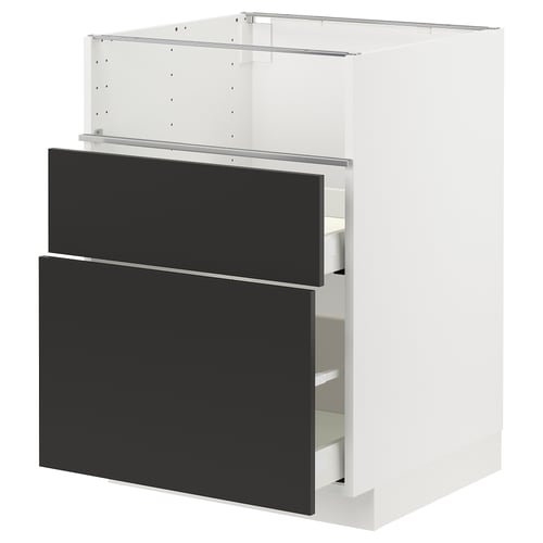 Black and white cabinet, modern design, drawer focus, sleek style.