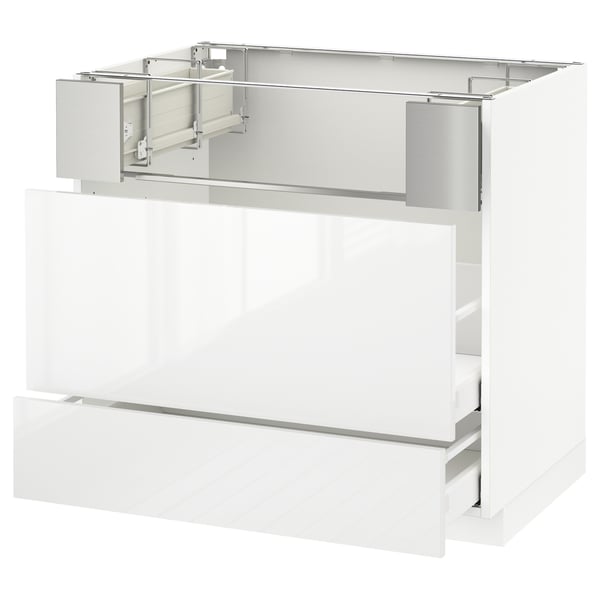 METOD / MAXIMERA Base cb f hob/fish grill/2 drawers, white/Ringhult white, 90x60x80 cm