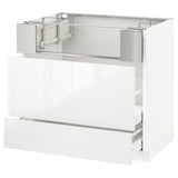 METOD / MAXIMERA Base cb f hob/fish grill/2 drawers, white/Ringhult white, 90x60x80 cm