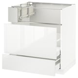 METOD / MAXIMERA Base cb f hob/fish grill/2 drawers, white/Ringhult white, 75x60x80 cm