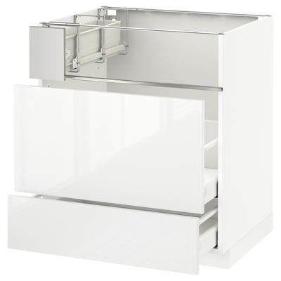 METOD / MAXIMERA Base cb f hob/fish grill/2 drawers, white/Ringhult white, 75x60x80 cm