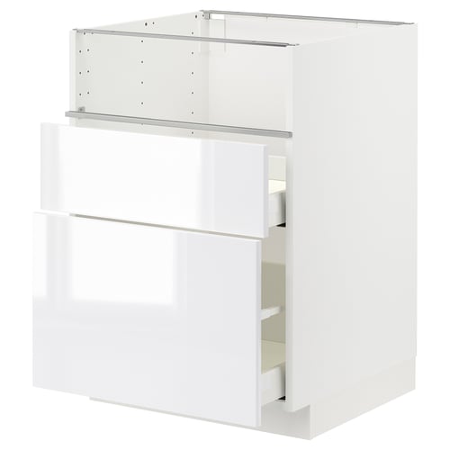 METOD kitchen unit: white, glossy, modern, rectangular with drawers.