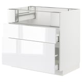 METOD / MAXIMERA Base cb f hob/fish grill/2 drawers, white/Ringhult white, 90x60x80 cm