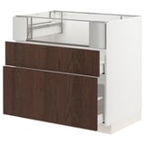 METOD / MAXIMERA Base cb f hob/fish grill/2 drawers, white/Sinarp brown, 90x60x80 cm