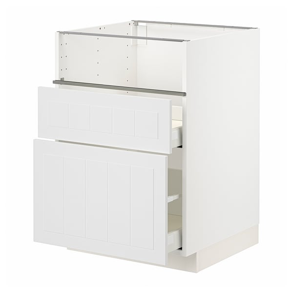 METOD / MAXIMERA Base cb f hob/fish grill/2 drawers, white/Stensund white, 60x60x80 cm