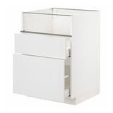 METOD / MAXIMERA Base cb f hob/fish grill/2 drawers, white/Stensund white, 60x60x80 cm