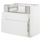 METOD / MAXIMERA Base cb f hob/fish grill/2 drawers, white/Stensund white, 90x60x80 cm