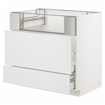 METOD / MAXIMERA Base cb f hob/fish grill/2 drawers, white/Stensund white, 90x60x80 cm