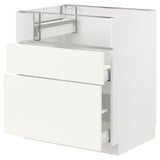 METOD / MAXIMERA Base cb f hob/fish grill/2 drawers, white/Vallstena white, 75x60x80 cm