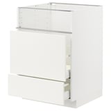 METOD / MAXIMERA Base cb f hob/fish grill/2 drawers, white/Vallstena white, 60x60x80 cm