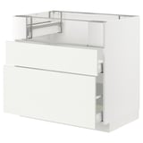 METOD / MAXIMERA Base cb f hob/fish grill/2 drawers, white/Vallstena white, 90x60x80 cm