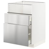 METOD / MAXIMERA Base cb f hob/fish grill/2 drawers, white/Vårsta stainless steel, 60x60x80 cm