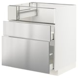 METOD / MAXIMERA Base cb f hob/fish grill/2 drawers, white/Vårsta stainless steel, 75x60x80 cm