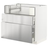 METOD / MAXIMERA Base cb f hob/fish grill/2 drawers, white/Vårsta stainless steel, 90x60x80 cm