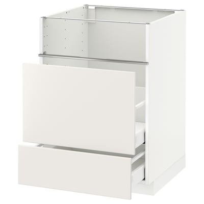 METOD / MAXIMERA Base cb f hob/fish grill/2 drawers, white/Veddinge white, 60x60x80 cm
