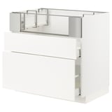 METOD / MAXIMERA Base cb f hob/fish grill/2 drawers, white/Veddinge white, 90x60x80 cm