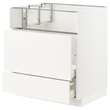 METOD / MAXIMERA Base cb f hob/fish grill/2 drawers, white/Veddinge white, 75x60x80 cm