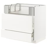 METOD / MAXIMERA Base cb f hob/fish grill/2 drawers, white/Veddinge white, 90x60x80 cm