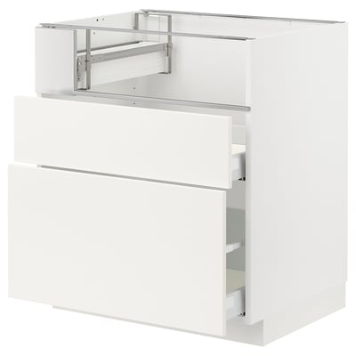 METOD / MAXIMERA Base cb f hob/fish grill/2 drawers, white/Veddinge white, 75x60x80 cm
