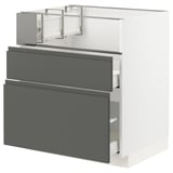 METOD / MAXIMERA Base cb f hob/fish grill/2 drawers, white/Voxtorp dark grey, 75x60x80 cm