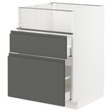 METOD / MAXIMERA Base cb f hob/fish grill/2 drawers, white/Voxtorp dark grey, 60x60x80 cm