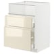 METOD / MAXIMERA Base cb f hob/fish grill/2 drawers, white/Voxtorp high-gloss light beige, 60x60x80 cm