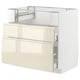 METOD / MAXIMERA Base cb f hob/fish grill/2 drawers, white/Voxtorp high-gloss light beige, 90x60x80 cm