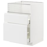 METOD / MAXIMERA Base cb f hob/fish grill/2 drawers, white/Voxtorp matt white, 60x60x80 cm