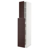 METOD / MAXIMERA Hc w p-o func 4drw/1dr/2shlv, white Askersund/dark brown ash effect, 40x60x220 cm