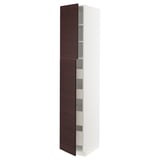 METOD / MAXIMERA Hi cab w 2 doors/4 drawers, white Askersund/dark brown ash effect, 40x60x220 cm