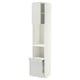 METOD / MAXIMERA Hi cab w pull-out shelf/drawer/door, white/Aspudden light grey, 40x41x200 cm