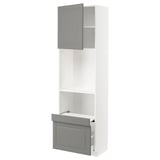 METOD / MAXIMERA Hi cab w pull-out shelf/drawer/door, white/Bodbyn grey, 60x41x200 cm