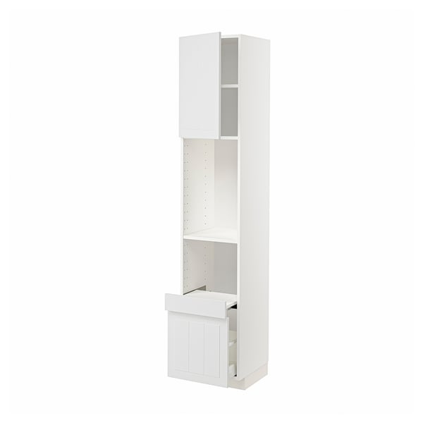 METOD / MAXIMERA Hi cab w pull-out shelf/drawer/door, white/Stensund white, 40x41x200 cm