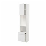 METOD / MAXIMERA Hi cab w pull-out shelf/drawer/door, white/Stensund white, 40x41x200 cm