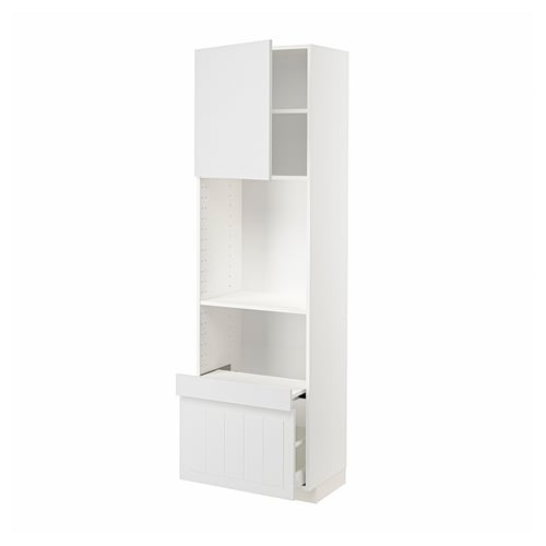 White METOD kitchen unit with adjustable shelves and pull-out, featuring craft-style design.