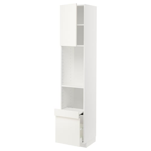 METOD white kitchen cabinet with adjustable shelves and drawer.