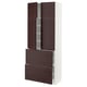 METOD / MAXIMERA Hi cab w shlvs/2 drawers/4 doors, white Askersund/dark brown ash effect, 80x41x200 cm