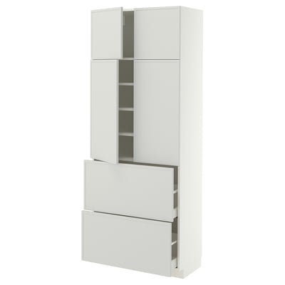 METOD / MAXIMERA Hi cab w shlvs/2 drawers/4 doors, white/Aspudden light grey, 80x41x200 cm