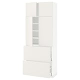 METOD / MAXIMERA Hi cab w shlvs/2 drawers/4 doors, white/Veddinge white, 80x41x200 cm