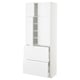 METOD / MAXIMERA Hi cab w shlvs/2 drawers/4 doors, white/Voxtorp high-gloss/white, 80x41x200 cm