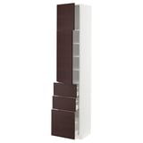 METOD / MAXIMERA Hi cab w shlvs/3 drawers/2 doors, white Askersund/dark brown ash effect, 40x41x200 cm
