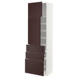 METOD / MAXIMERA Hi cab w shlvs/3 drawers/2 doors, white Askersund/dark brown ash effect, 60x41x200 cm