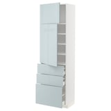METOD / MAXIMERA Hi cab w shlvs/3 drawers/2 doors, white/Kallarp light grey-blue, 60x41x200 cm