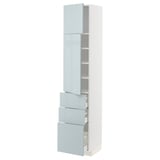 METOD / MAXIMERA Hi cab w shlvs/3 drawers/2 doors, white/Kallarp light grey-blue, 40x41x200 cm