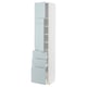 METOD / MAXIMERA Hi cab w shlvs/3 drawers/2 doors, white/Kallarp light grey-blue, 40x41x200 cm