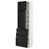 METOD / MAXIMERA Hi cab w shlvs/3 drawers/2 doors, white/Lerhyttan black stained, 60x41x200 cm