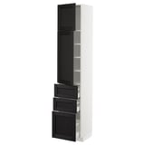 METOD / MAXIMERA Hi cab w shlvs/3 drawers/2 doors, white/Lerhyttan black stained, 40x41x200 cm