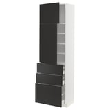 METOD / MAXIMERA Hi cab w shlvs/3 drawers/2 doors, white/Nickebo matt anthracite, 60x41x200 cm